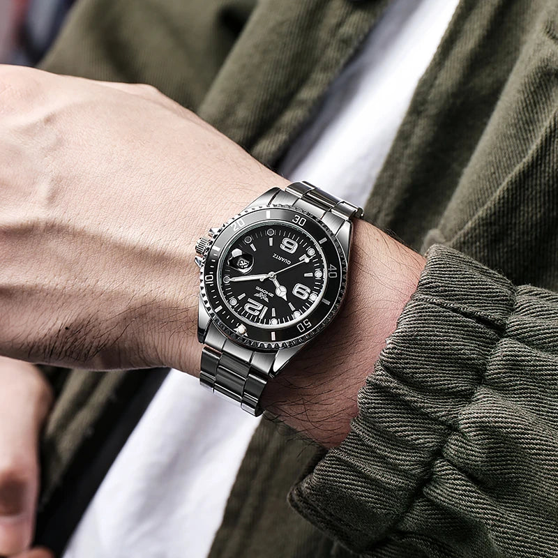 High Quality Top Brand Relogio Masculino Men Quartz Watches Fashion Calendar Stainless Steel Watch For Men Montre Homme 시계 - Sun Studio