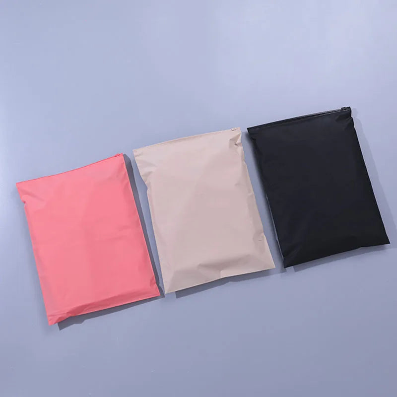 TETP 50Pcs Black/Pink/Beige Frosted Zipper Bag Home T-shirt Pants Swimsuit Packaging Storage Wholesale For Small Business - Sun Studio