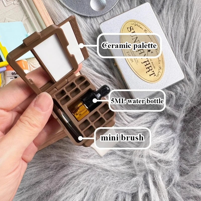 Watch Style Watercolor Paint Packing Box Portable Watercolor Palette/view Frame Artist Travel Painting Art Supplies - Sun Studio
