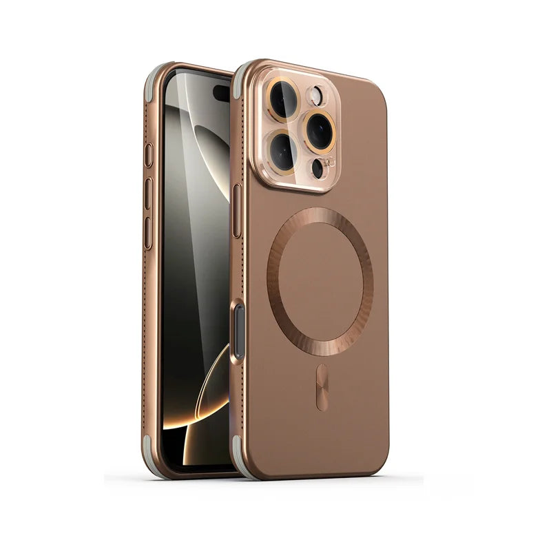 For Magsafe Magnetic Wireless Charging Luxury Solid Color Plating Phone Case For iPhone 16 Pro Max 14 13 15 Pro Max Back Cover - Sun Studio