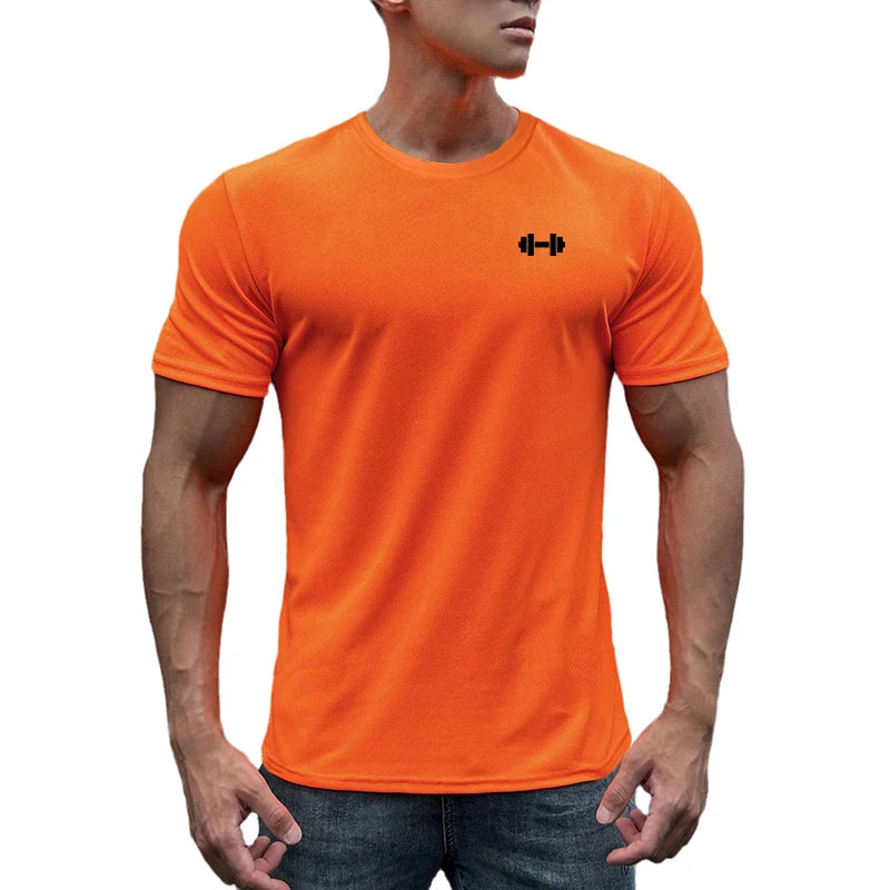 Gym Fitness Muscle Short Sleeve O-Neck Clothing Summer Mesh Breathable Quick Dry Cool T-shirt Mens Bodybuilding Running Shirts - Sun Studio