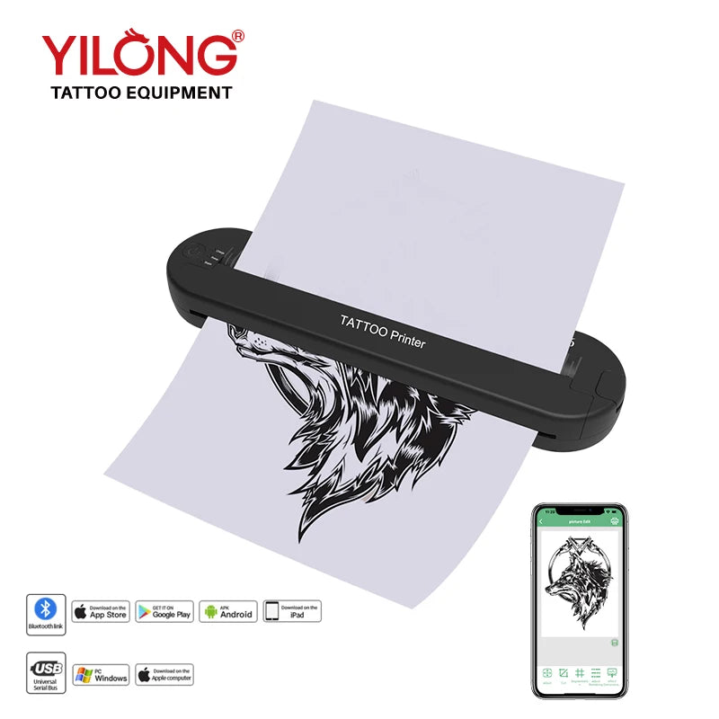 Tattoo ats886 Thermocopier A4 Wireless Tattoo Transfer Bluetooth Mobile&pc Printer Thermal Printer Tattoo for Machine Printing - Sun Studio