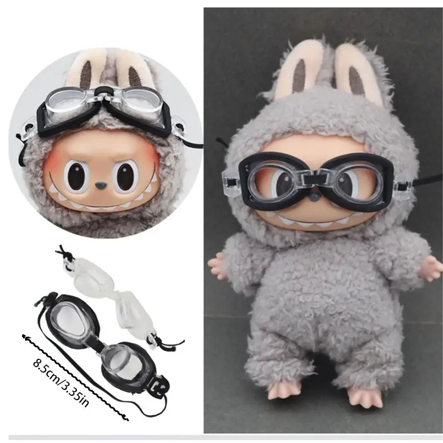 For Labubu Doll Clothes Swimsuit Cute Shark Slippers 15-17Cm Plush Doll Glasses Straw Hat,For labubu Accessories Holiday Gifts - Sun Studio