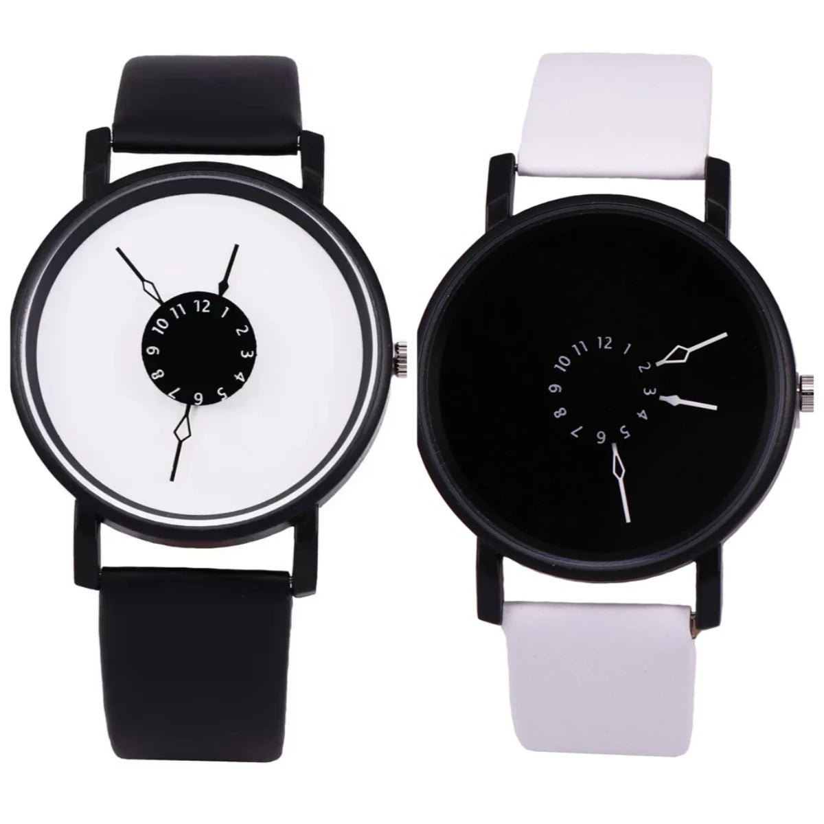 Couple Casual Quartz Watches Leather Band Strap Watch Analog Wrist Watch for Women Men Creative Digital Dial Clock Reloj Mujer - Sun Studio