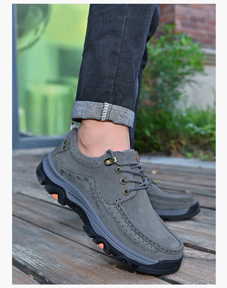 New Large Size Men's Shoes Genuine Leather Flats Men Loafers High Quality Outdoor Men Sneakers Breathable Male Casual Shoes - Sun Studio