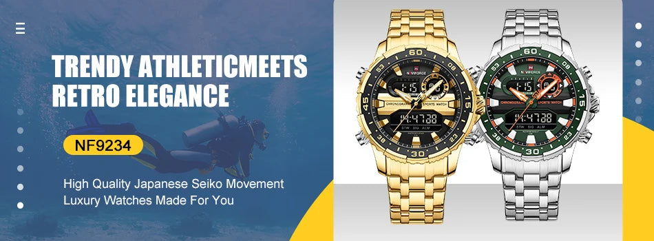 NAVIFORCE Men's Watches Multifunctional Gas phase Digital Display Silicone Strap Screen Boy's Electronic Sports Male Clock Gift - Sun Studio