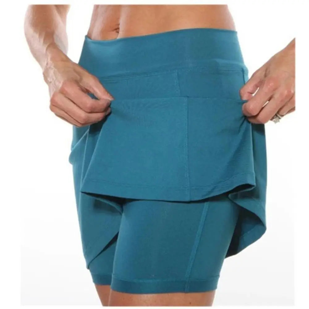 Fitness Sports Skirt Shorts High Waist Breathable Running Tennis Golf Shorts with Pockets Casual Slim Knee-Length Bottoms - Sun Studio