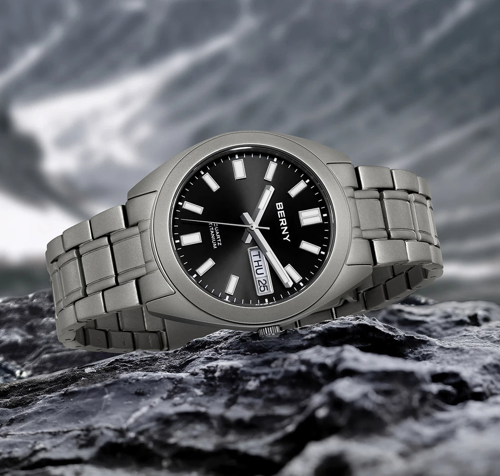 BERNY Titanium Watch for Men Supper Light Weight Wristwatch Super Luminous Sapphire 10ATM Waterproof Sport Field Quartz Watches - Sun Studio