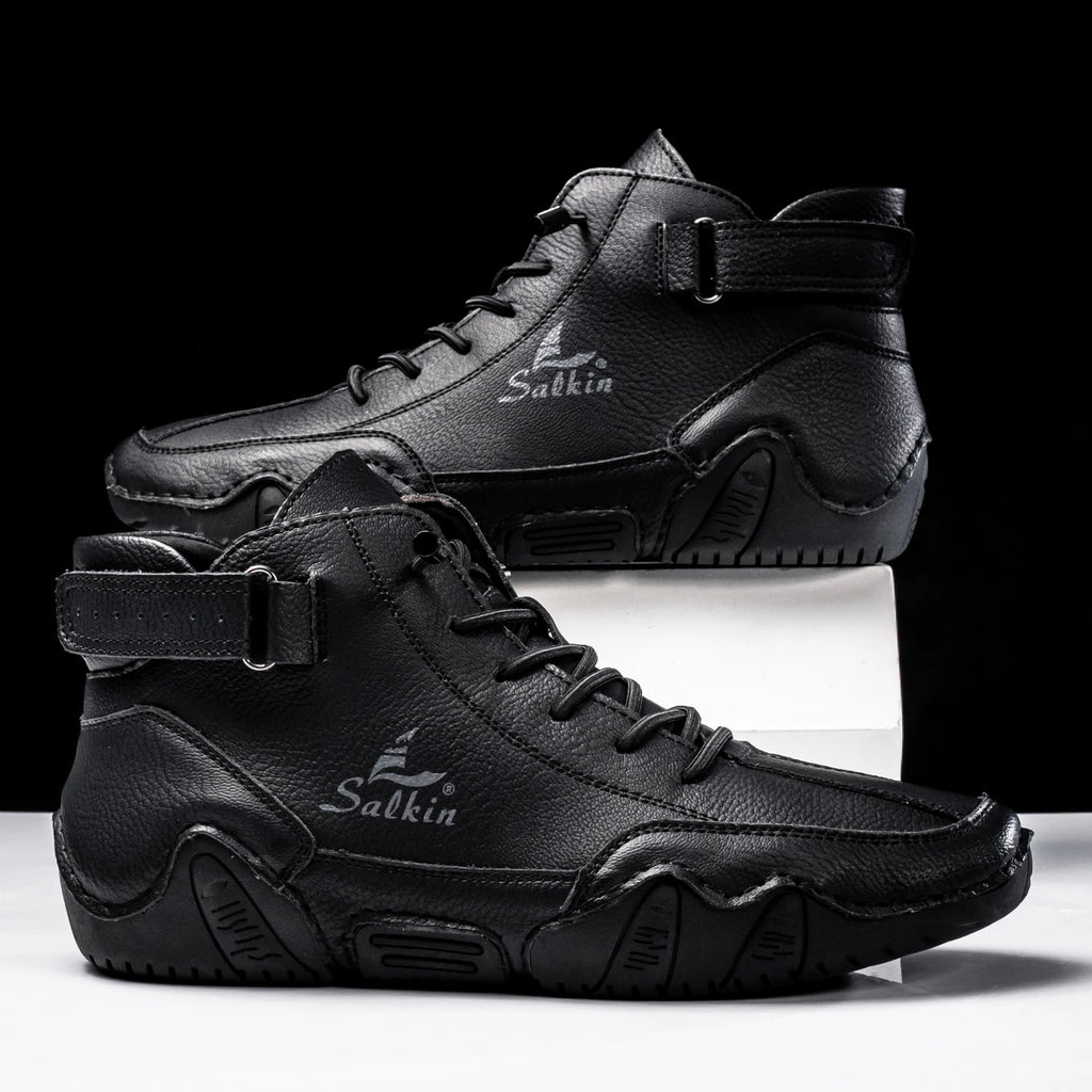 New 2025 Handmade Leather Casual Men Shoes Design Sneakers Man Breathable Leather Shoes Men Ankle Boots Outdoor - Sun Studio