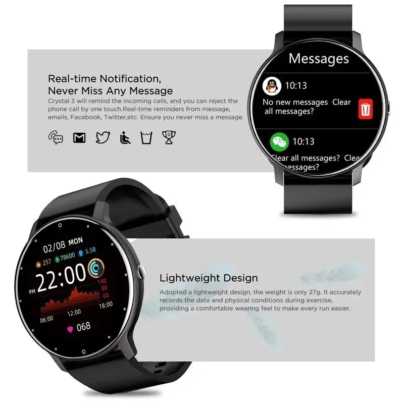 LIGE New Smart Watch Men Sports Fitness Watches Heart Rate Full Touch Screen Bluetooth Call 2026 New Ultra Light Smartwatch Men - Sun Studio