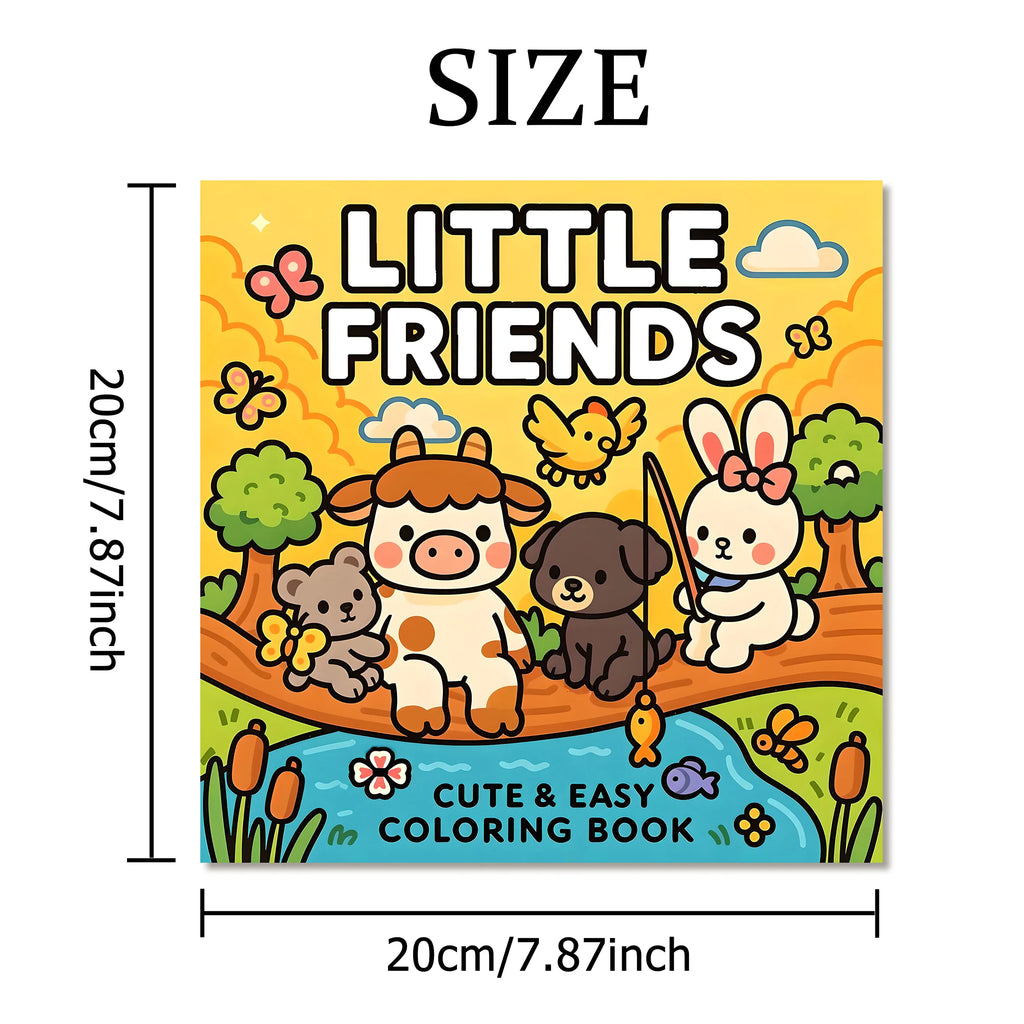 LITTLE FRIENDS Bold-easy Patterns Coloring Book for Adults Cute Drawing Book Perfect Gift for Party and Birthday - Sun Studio
