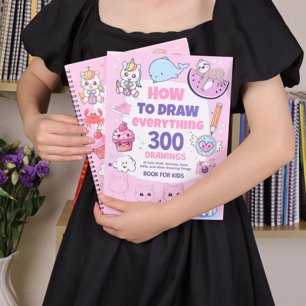 Coloring Book - How To Draw Everything: 300 Drawings of Cute Stuff, Step-by-Step Simple Drawings Books, Teens Art Supplies - Sun Studio