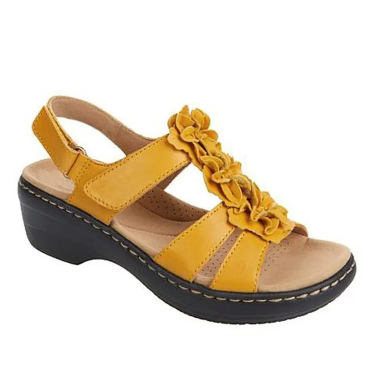 Summer Sandals Women 2022 New Flower Wedge Platform Orthopedics Shoes Retro Rome Casual Comfortable Peep Toe Sandalias De Mujer - Sun Studio
