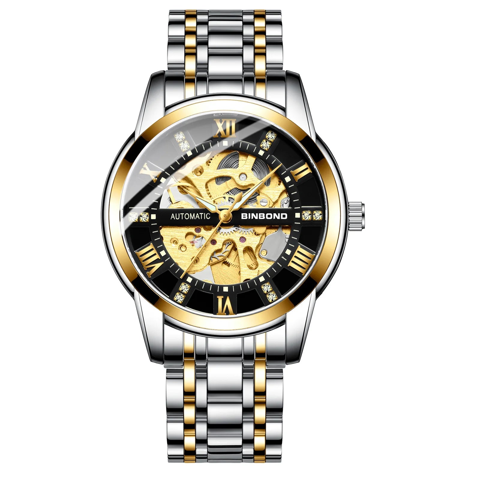Bindond Mens Automatic Mechanical Watches Top Brand Luxury Stainless Steel Waterproof Hollow Male Wristwatches Relogio Masculino - Sun Studio