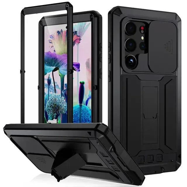 For Samsung S24 Ultra S25 Edge S23 S22 Plus Rugged Armor Aluminum Metal Phone Case Shockproof Cover Screw Bumper Screen Protect - Sun Studio