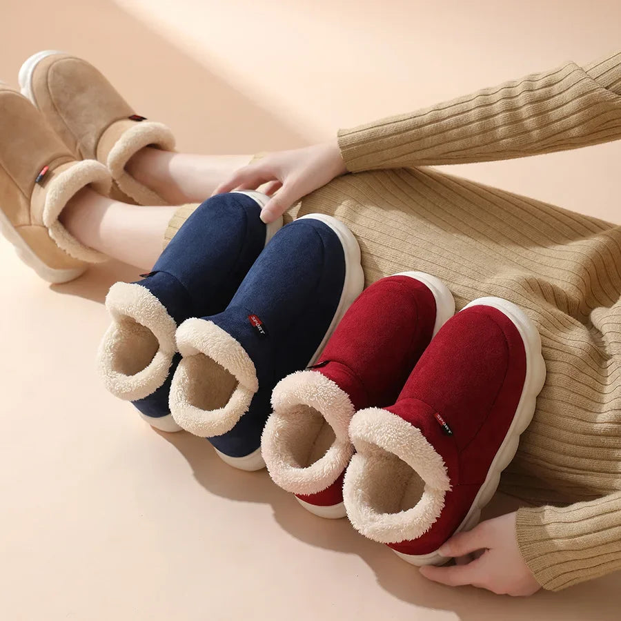 Warm Furry House Slippers Women Men Winter New Fashion Comfort Plush Slippers Home Indoor Outdoor Soft Thick Sole Cotton Shoes - Sun Studio