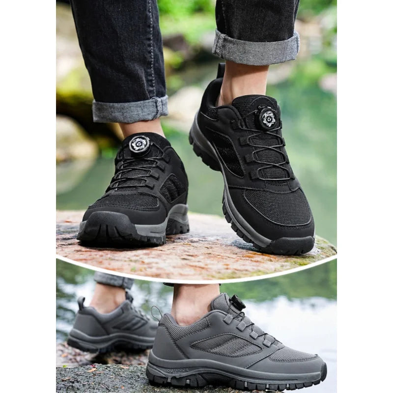Men'S Spring And Autumn Outdoor Sports Shoes With Rotating Buckle Convenient Comfortable Anti Slip Hiking Shoes Large Size 39-48 - Sun Studio