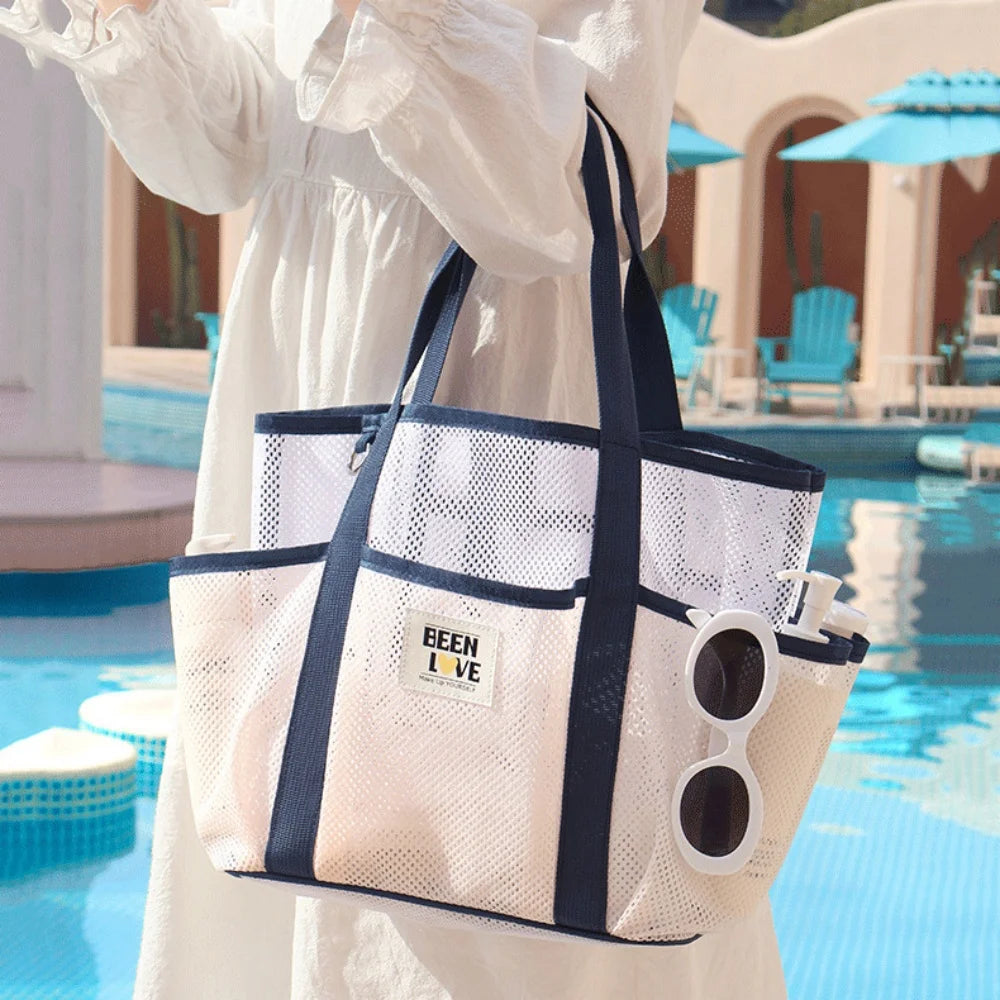 New Gym Bag Handheld Beach Bag Large Capacity Travel Swimsuit Storage Bag Portable Tote Swimming Mesh Vacation Storage Bag - Sun Studio