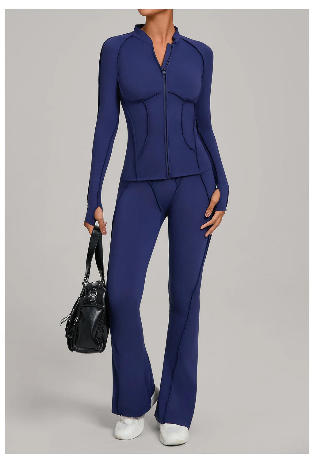 Gym Casual Yoga Set for Women Outdoor Running Fitness Outfit Autumn Winter Tight Sports Three-Piece Set Zipper Coat+bras+pants - Sun Studio