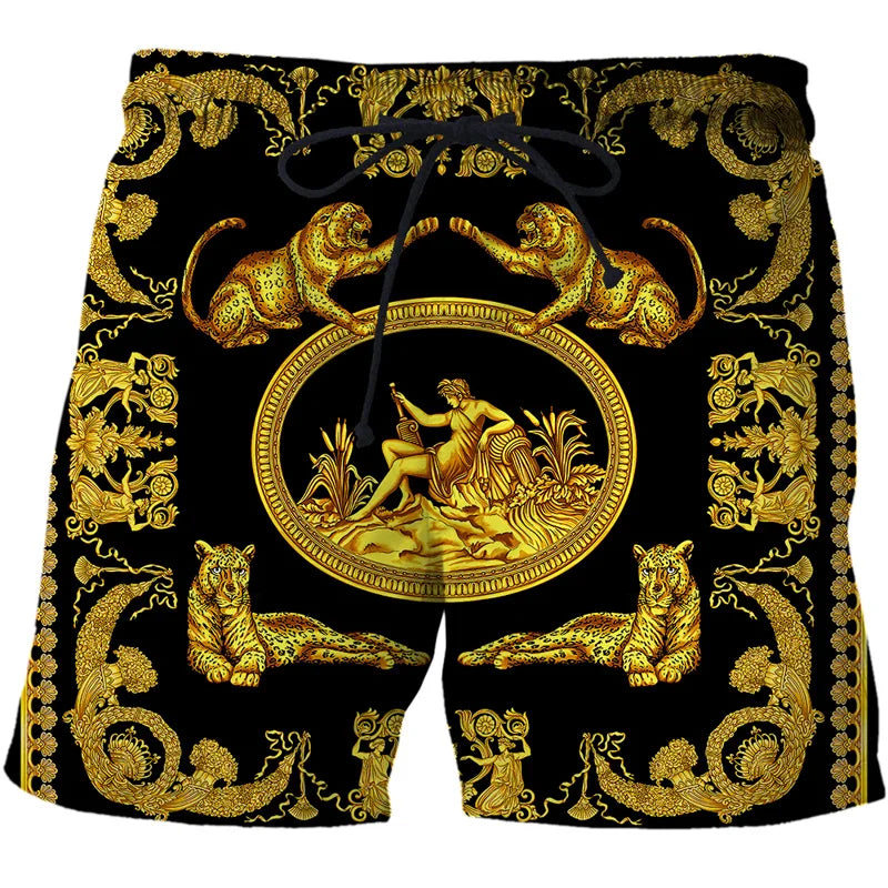 3D Printing Luxury Beach Shorts Pants Men Hawaii Vacation Essentials Swim Trunks Casual Gym Surf Swimsuit Kids Board Ice - Sun Studio