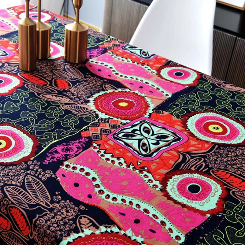 Bohemian Fabric Ethnic Vintage Retro Boho Printed Cotton Linen Home Decor Upholstery Textile
