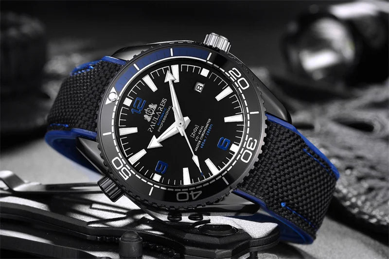 Luxury Automatic Mens Watch High Quality Mechanical Self Wind Movement Rubber Strap Waterproof Luminous Calendar Mens Watches