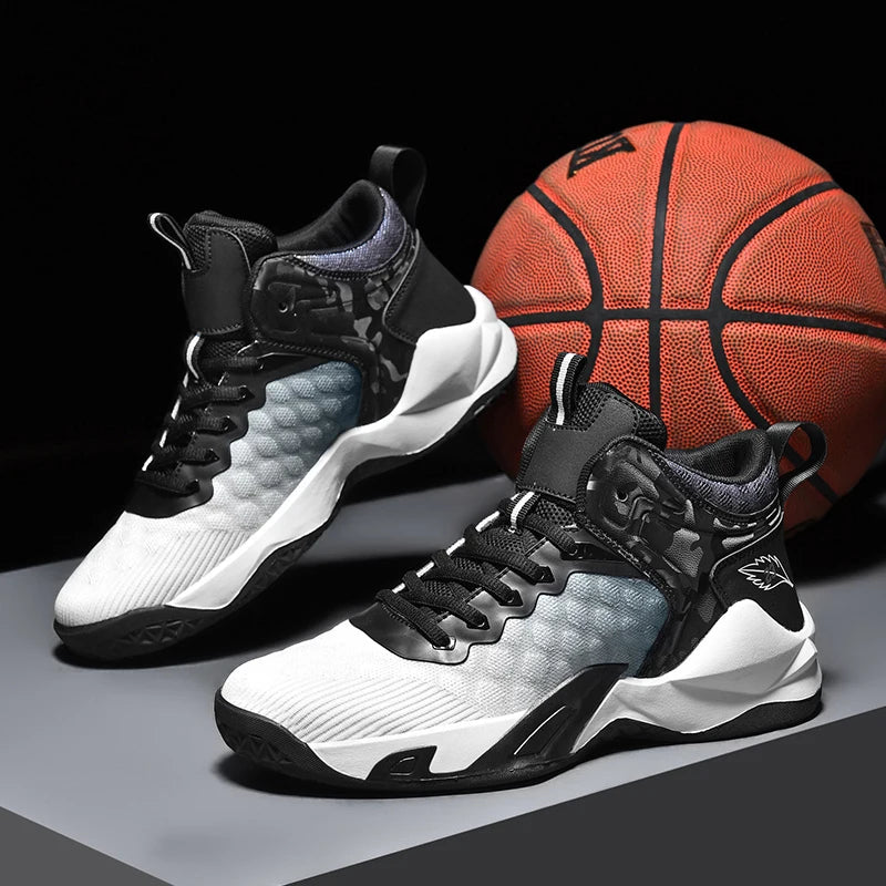 Basketball Shoes, Men's Outdoor Sports Shoes, Men's Shock-Absorbing High-Top Student Practical Basketball Shoes, Mesh Breathable Casual Shoes - Sun Studio