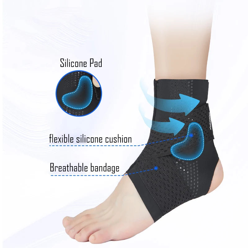 Veidoorn Premium Adjustable Ankle Support Brace with Silicone Pad Massage Point Sport Fitness Ankle Brace Foot Protection - Sun Studio