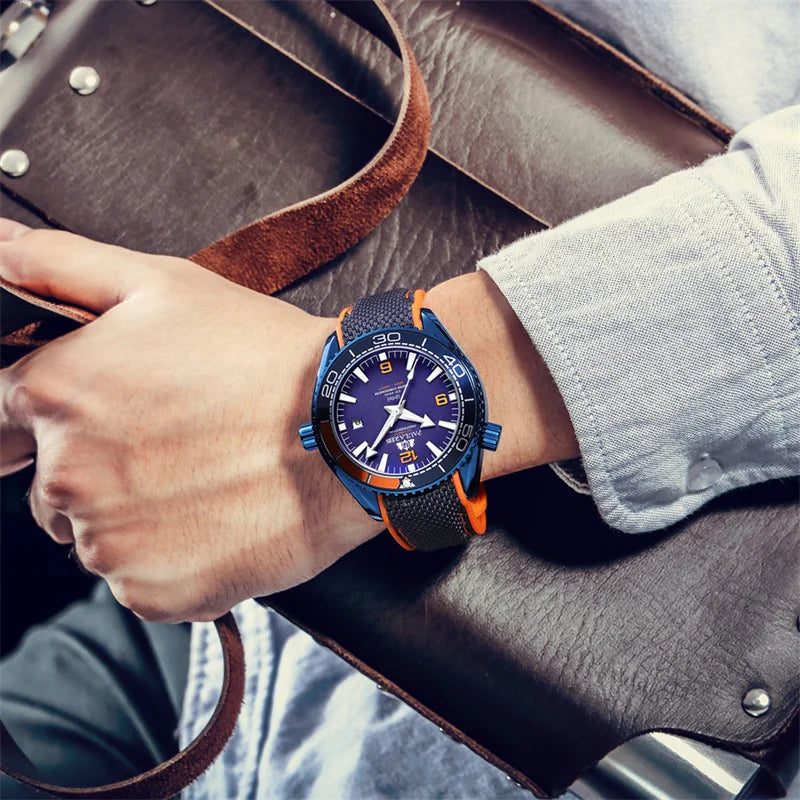 Luxury Automatic Mens Watch High Quality Mechanical Self Wind Movement Rubber Strap Waterproof Luminous Calendar Mens Watches - Sun Studio