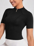 Fitness girl cycling yoga suit top, high-end full zipper jacket, sports T-shirt, training running short sleeved summer - Sun Studio