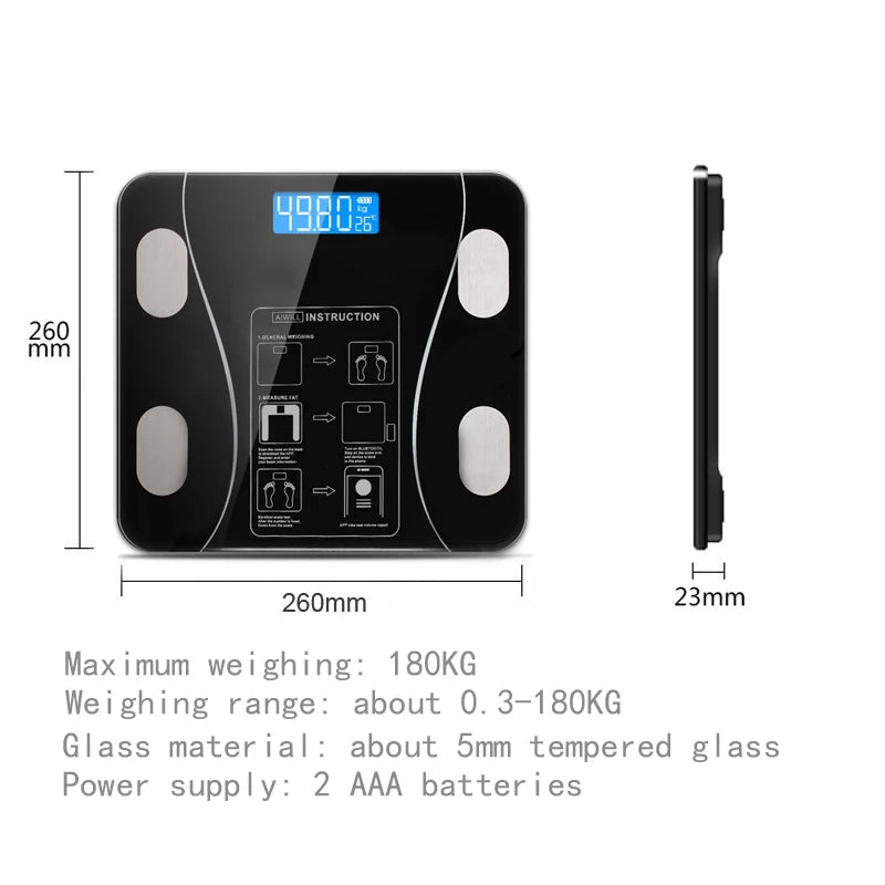 Body Fat Scale Smart Wireless Digital Bathroom Weight Scale Body Composition Analyzer With Smartphone App Bluetooth-compatible - Sun Studio