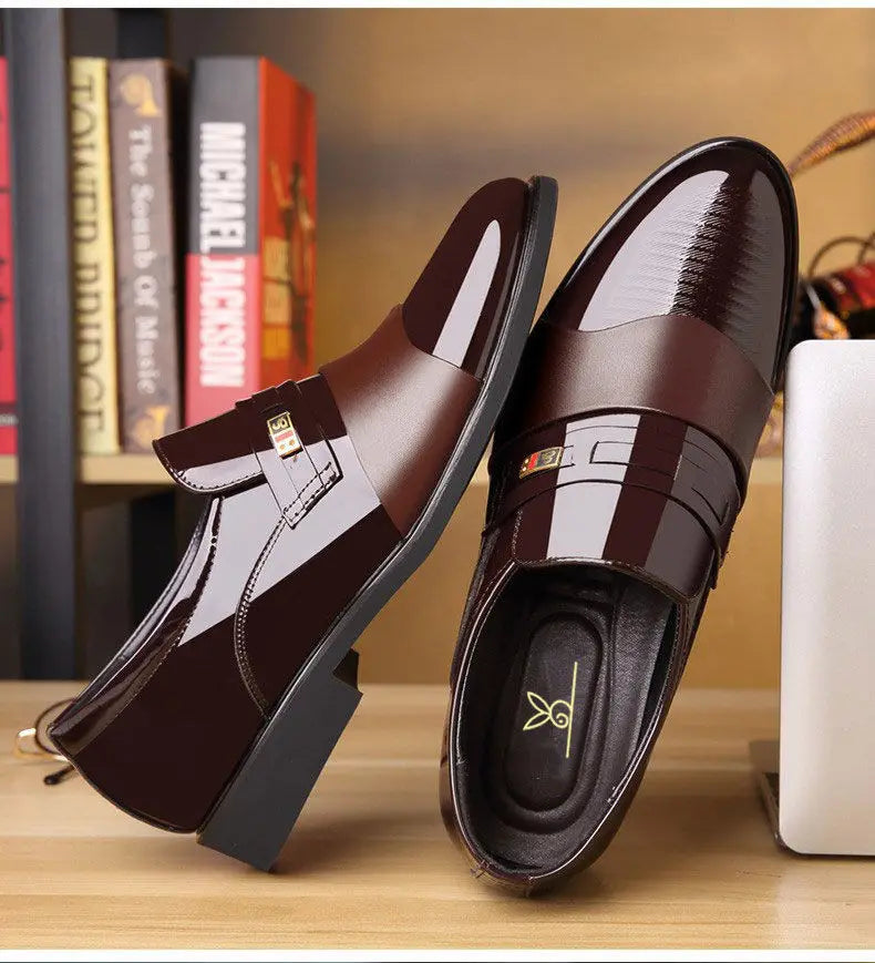 Men Leather Casual Shoes Men Shoes Autumn New Business Formal Men Leather Shoes Casual Cover Foot Heightening Leather Shoes Men - Sun Studio