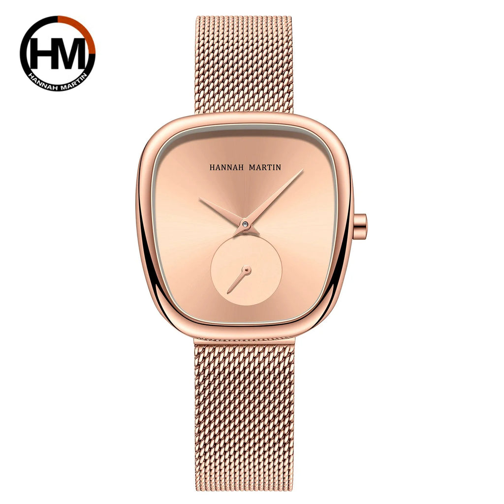 2025 New Women Quartz Wristwatch 34mm Wine Barrel Rose Gold Black Stopwatch Fashionable Minimalist Style Oval Watches for Women - Sun Studio
