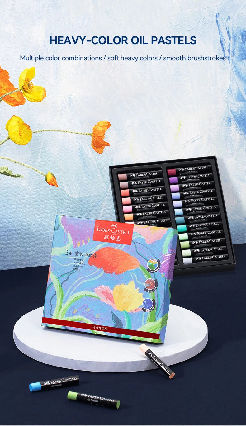 Faber-Castell Soft Oil Pastel Set 24/36/48 Vibrant Colors Creamy Texture Bullet Head Chalk for Artist Painting Drawing Beginners