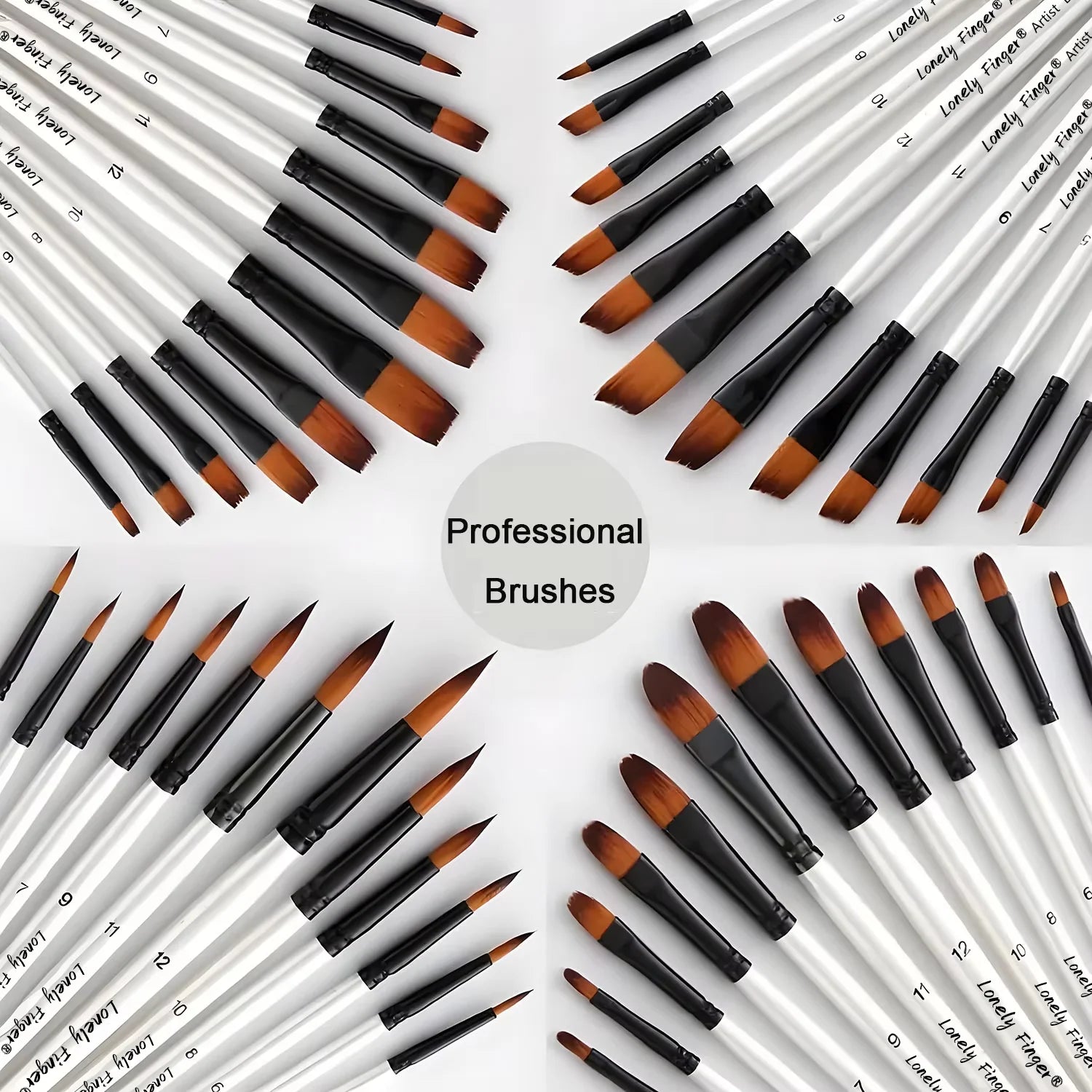 12/48 PCS Round Paint Artist Brushes Set for Acrylic Watercolor Oil Painting, Crafts, Canvas, Rock, Miniature Model Fine Detail - Sun Studio
