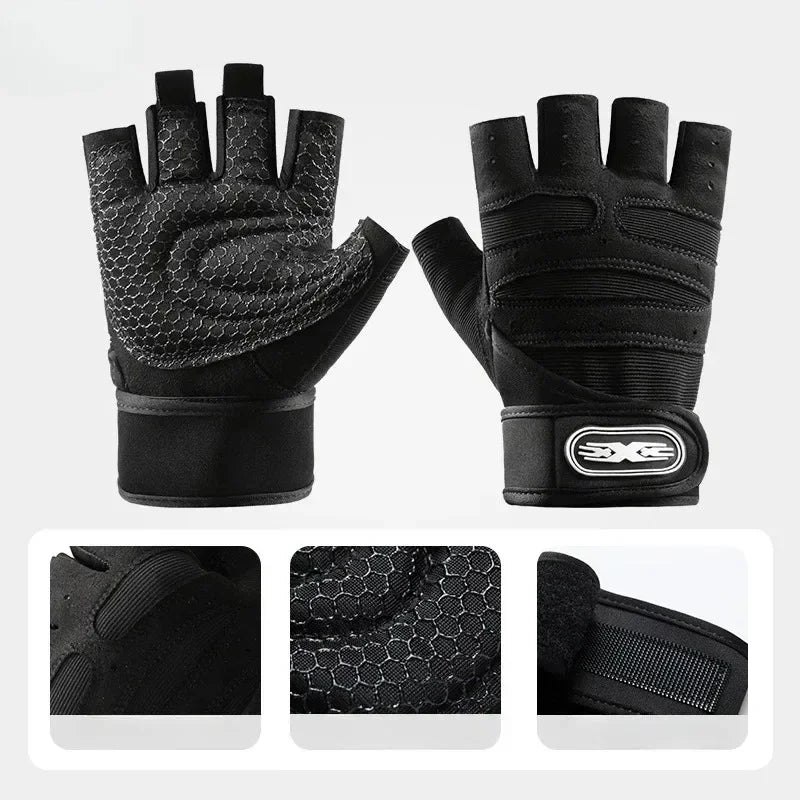 Gym Gloves for Men Women Fitness Weight Lifting Wristband Gloves Body Building Training Sports Exercise Cycling Glove Shockproof - Sun Studio
