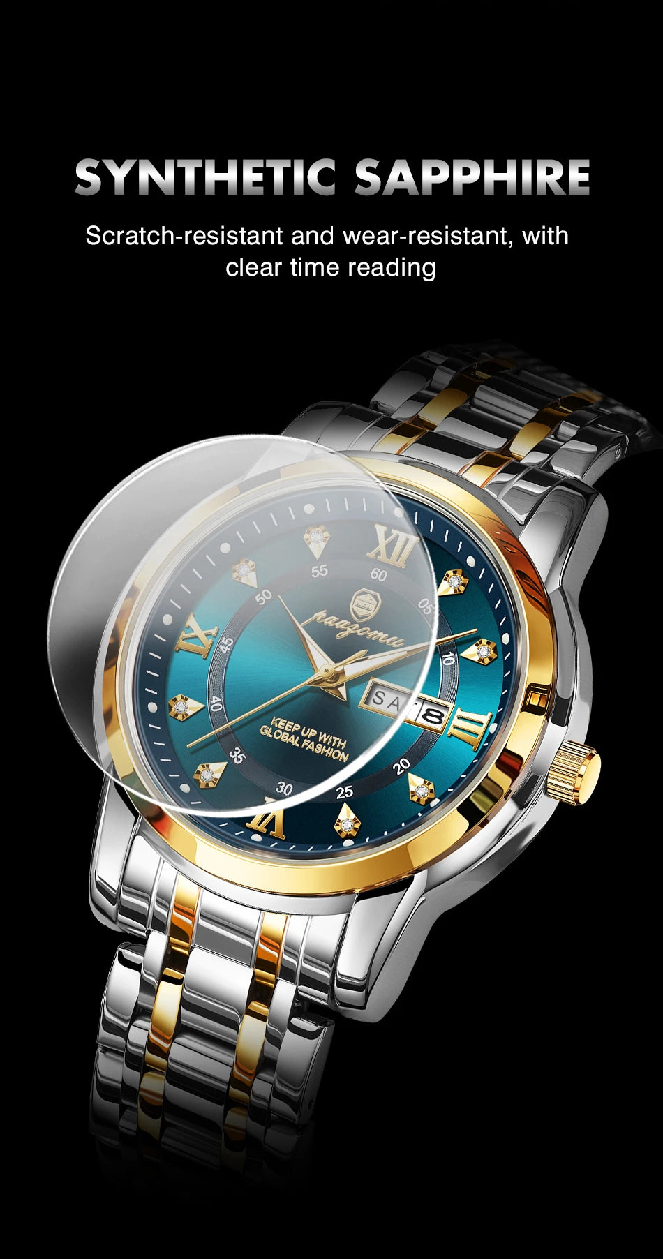 PAAZOMU Classic Casual Quartz Watch Men Women Waterproof Luminous Dial Business Dress Wristwatch Comfortable Watches Male+Box - Sun Studio