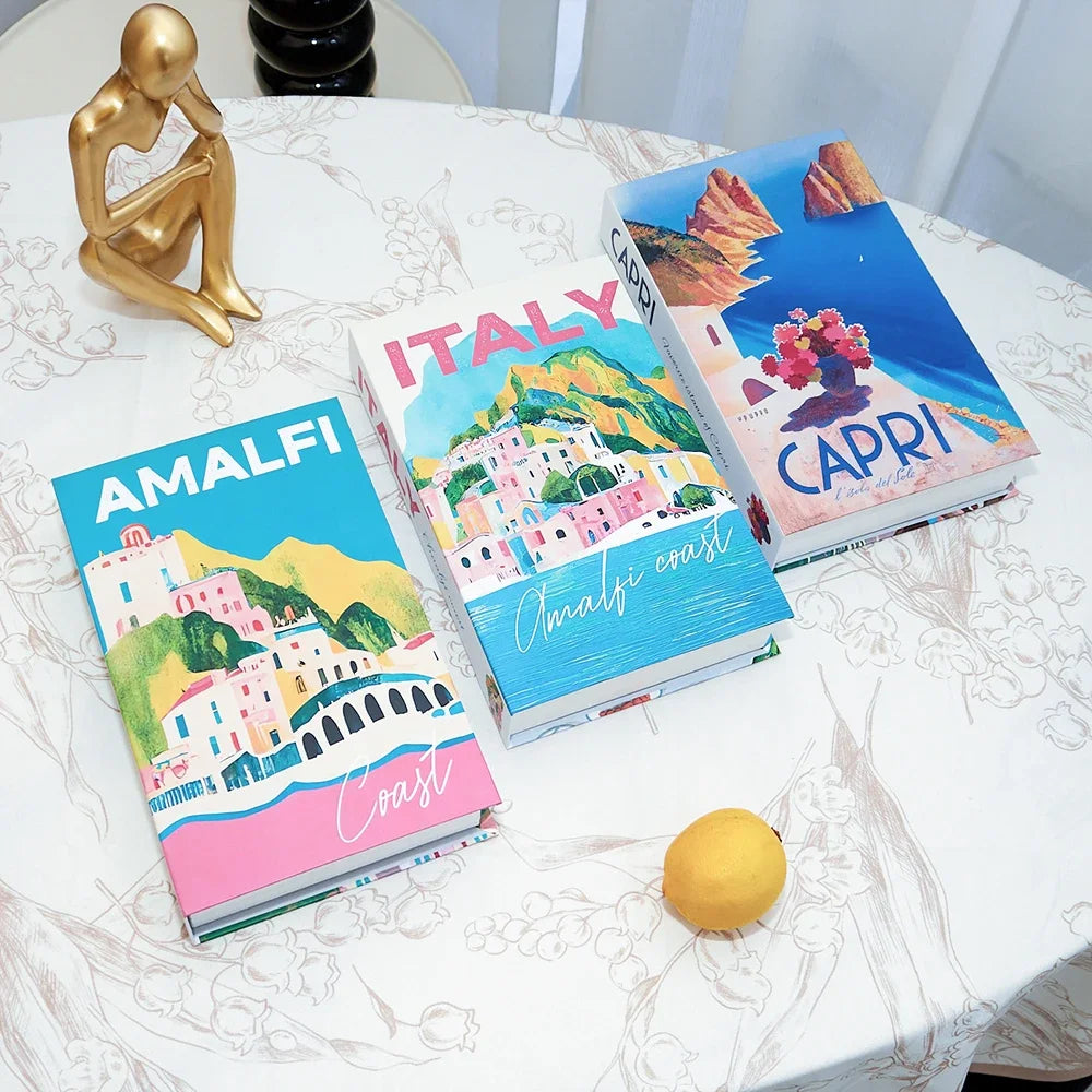 Colorful Travel Series Fake Books For Home Decor Coffee Table Ornaments Fashion Decoration Books for Living Room Amalfi Italy - Sun Studio