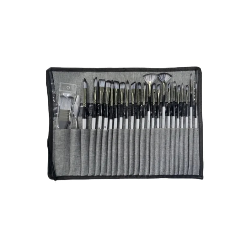 24 nylon brush set silver gray rod pen curtain oil brush Gouache watercolor brush - Sun Studio