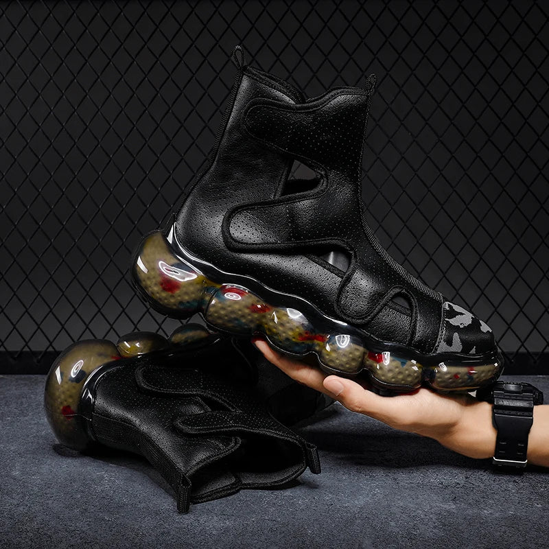 2023 Spring New Men's Casual Shoes Fashion Solid Color Shoes Outdoor Outsoles Breathable Light Comfortable High Top Man Sneakers - Sun Studio
