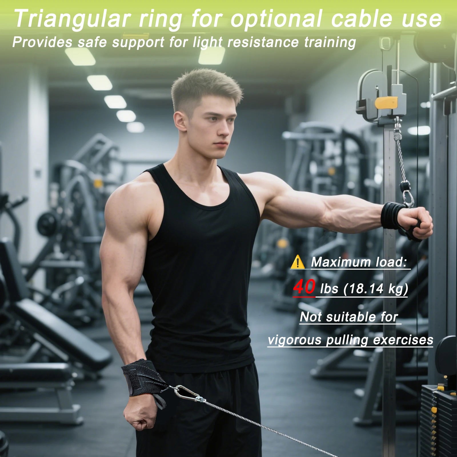 Wrist Wraps with Triangle Ring for Weightlifting, Gym Cable Attachment, Wrist Support Straps for Strength Training, Adjustable - Sun Studio