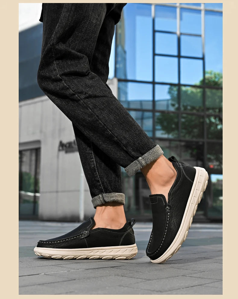 New Men's Casual Shoes Fashion Comfortable Men's Shoes High Quality Leather Men Driving Shoes Handmade Flat Shoes Men Sneakers - Sun Studio