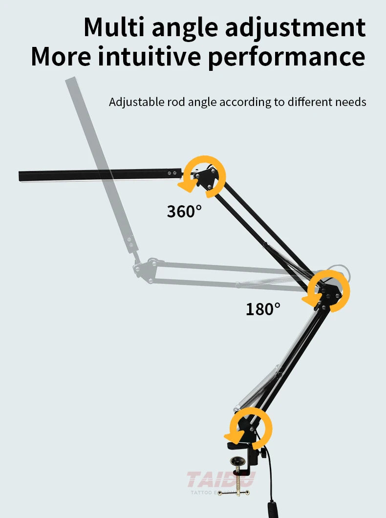 TAIDU Tattoo Adjustable angle Led Work Light 12W Steel with portable Tattoo Lighting clamp Led working lamp Tattoo Equipment - Sun Studio