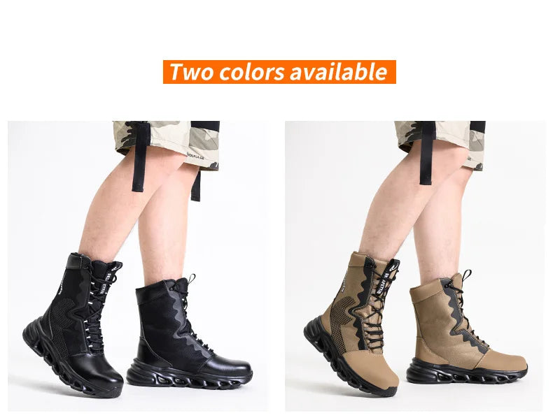 New Fashion 2024 Men Boots Safety Shoes Security Steel Toe Cap Military Boots Working Steel Toe Anti-Smashing Men's Work Boots - Sun Studio