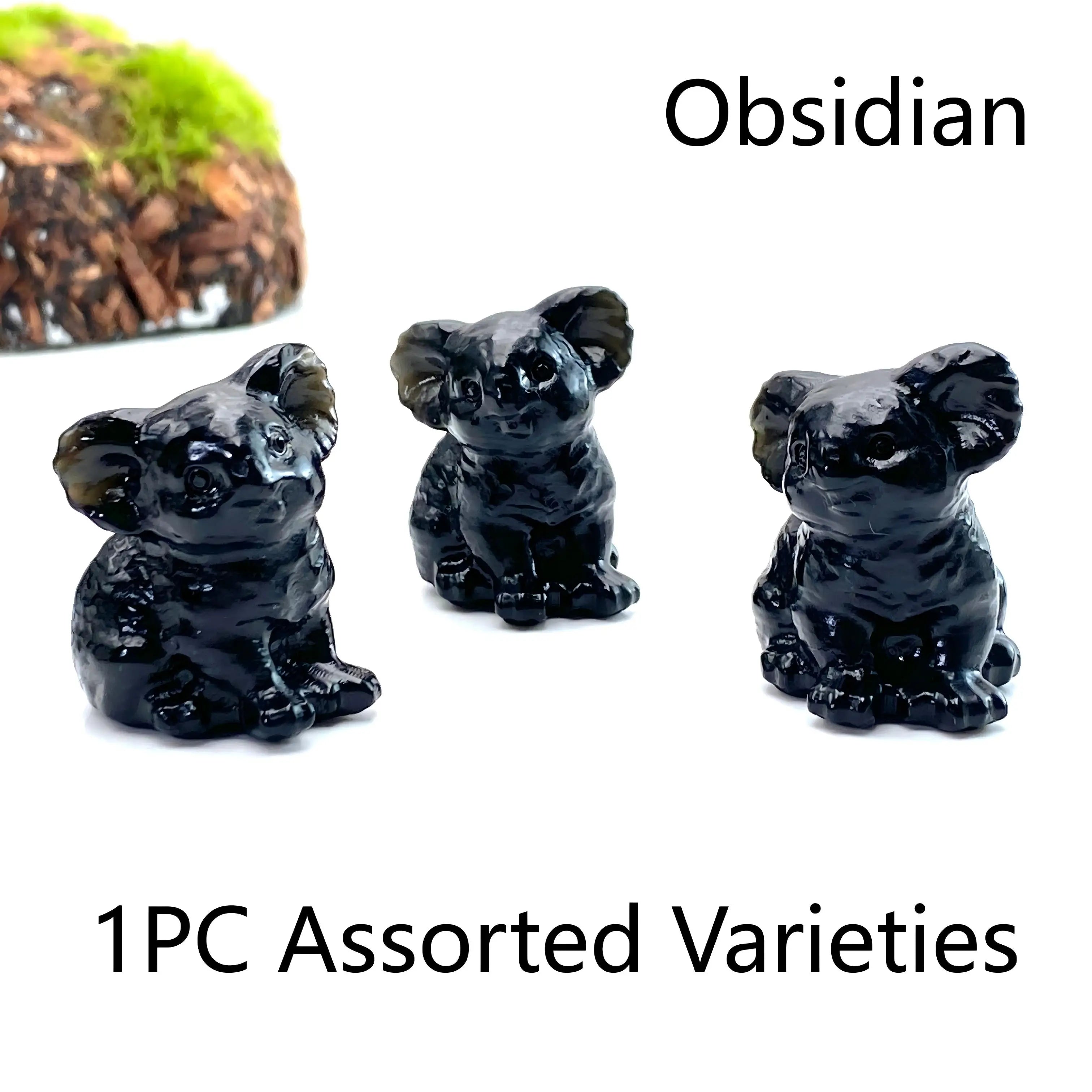 1PC Koala Carving Yooperlite Obsidian Firework Garnet Yellow Calcite - Home Decor Ideal for Graduation Gift Festival Decoration - Sun Studio