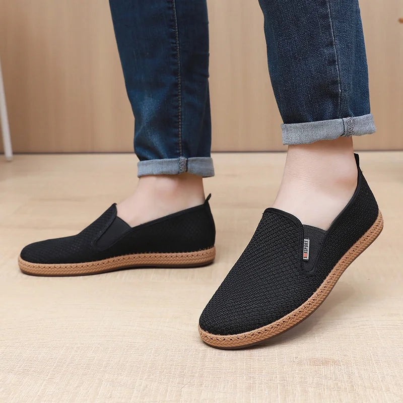 2025 Summer Men's Old Beijing Net Mesh Slip-on Casual Shoes Comfortable and Breathable Anti-slip Outsole Free Men's Shoes - Sun Studio