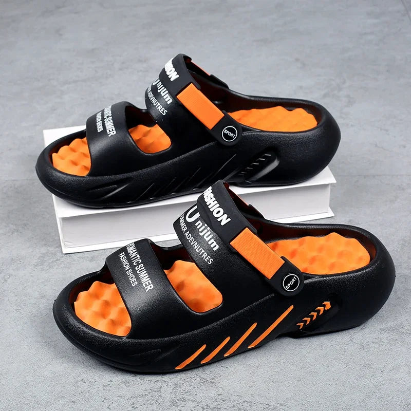2025 Summer Men's Massage Slippers Outdoor Sandals Beach Comfortable Soft Slides Indoor Casual Shoes Men Sandals Big Size 47 48 - Sun Studio