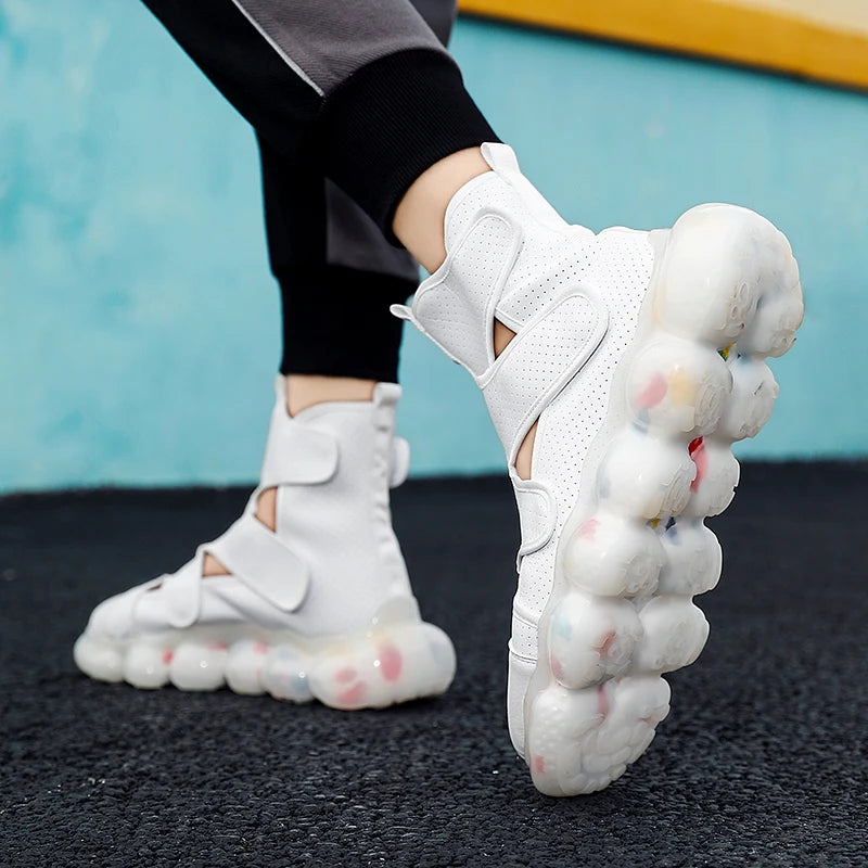 2023 Spring New Men's Casual Shoes Fashion Solid Color Shoes Outdoor Outsoles Breathable Light Comfortable High Top Man Sneakers - Sun Studio
