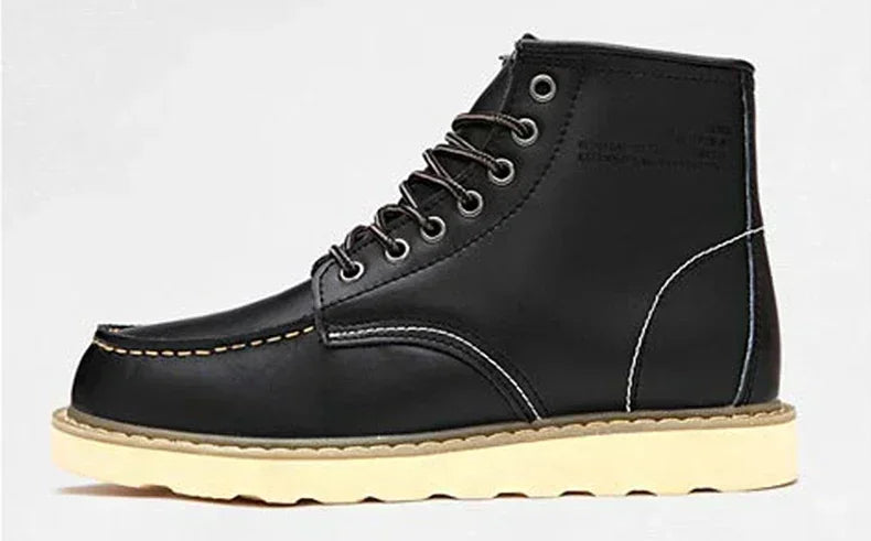 Winter Leather Men Boots Warm Mens Snow Boots with Fur Waterproof Handmade Male Ankle Boots No-slip High Top Male Work Shoes - Sun Studio