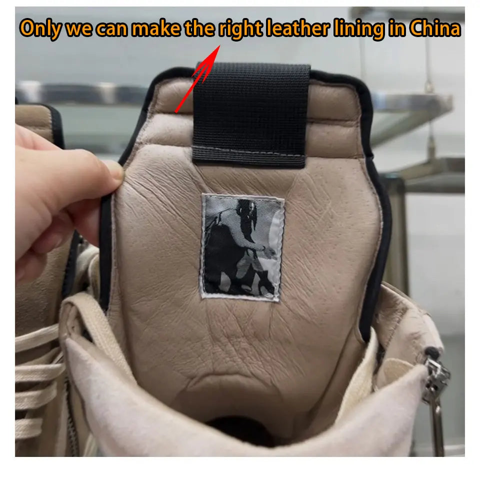 Ro Shoes Men Leather 2025 New Earthy Grey Cow Suede Lace Up Zipper Thick Sole Luxury Geo Women Street Hip-hop Casual Flat Boots - Sun Studio